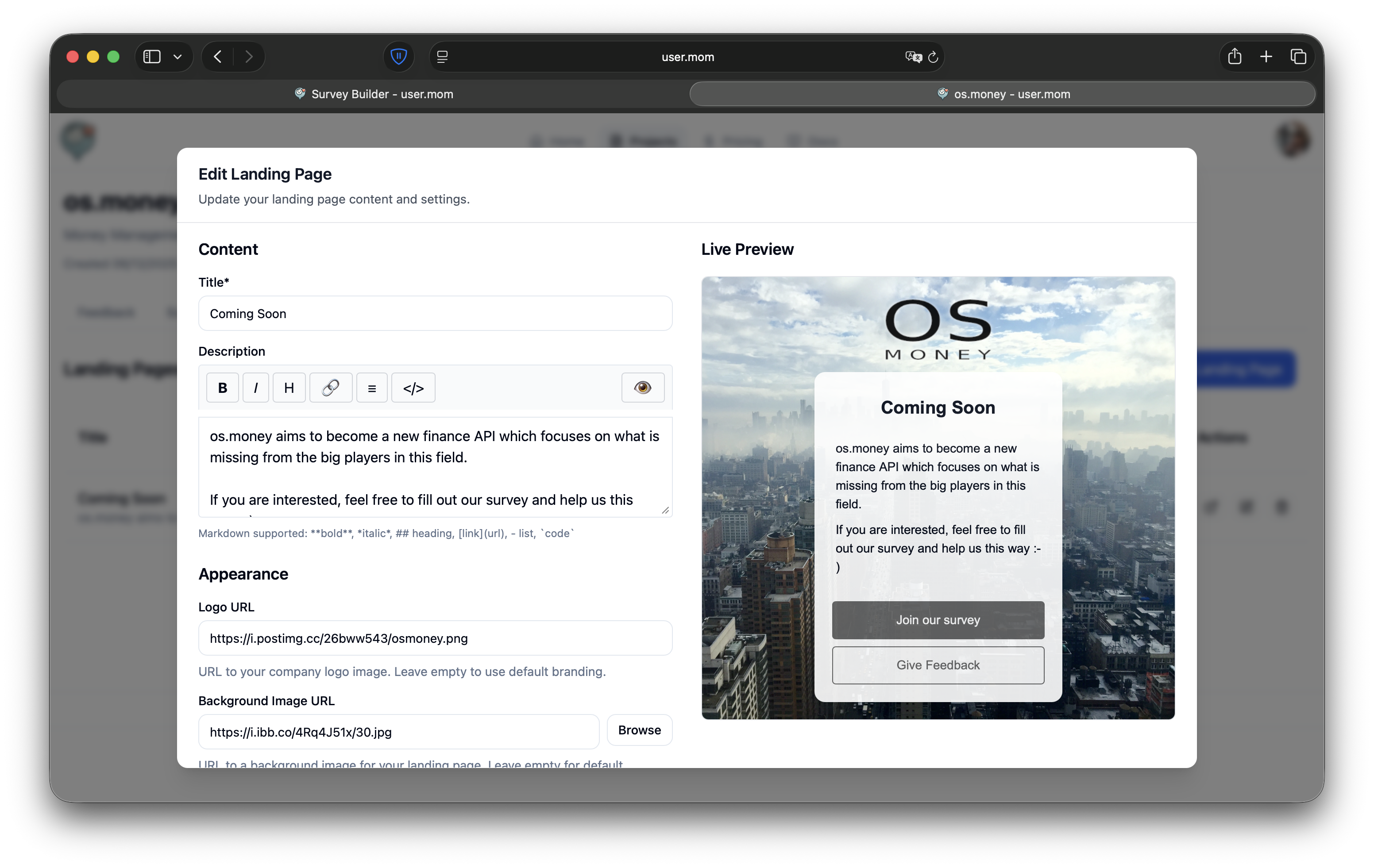user.mom: Surveys, Landing-Pages, Boards gallery image
