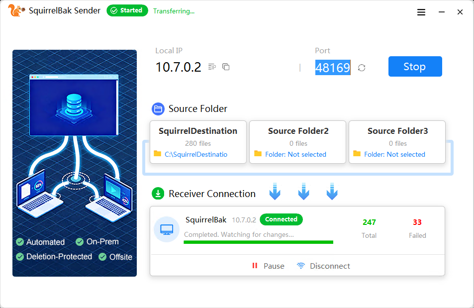SquirrelBak - Main product screenshot demonstrating key features and user interface