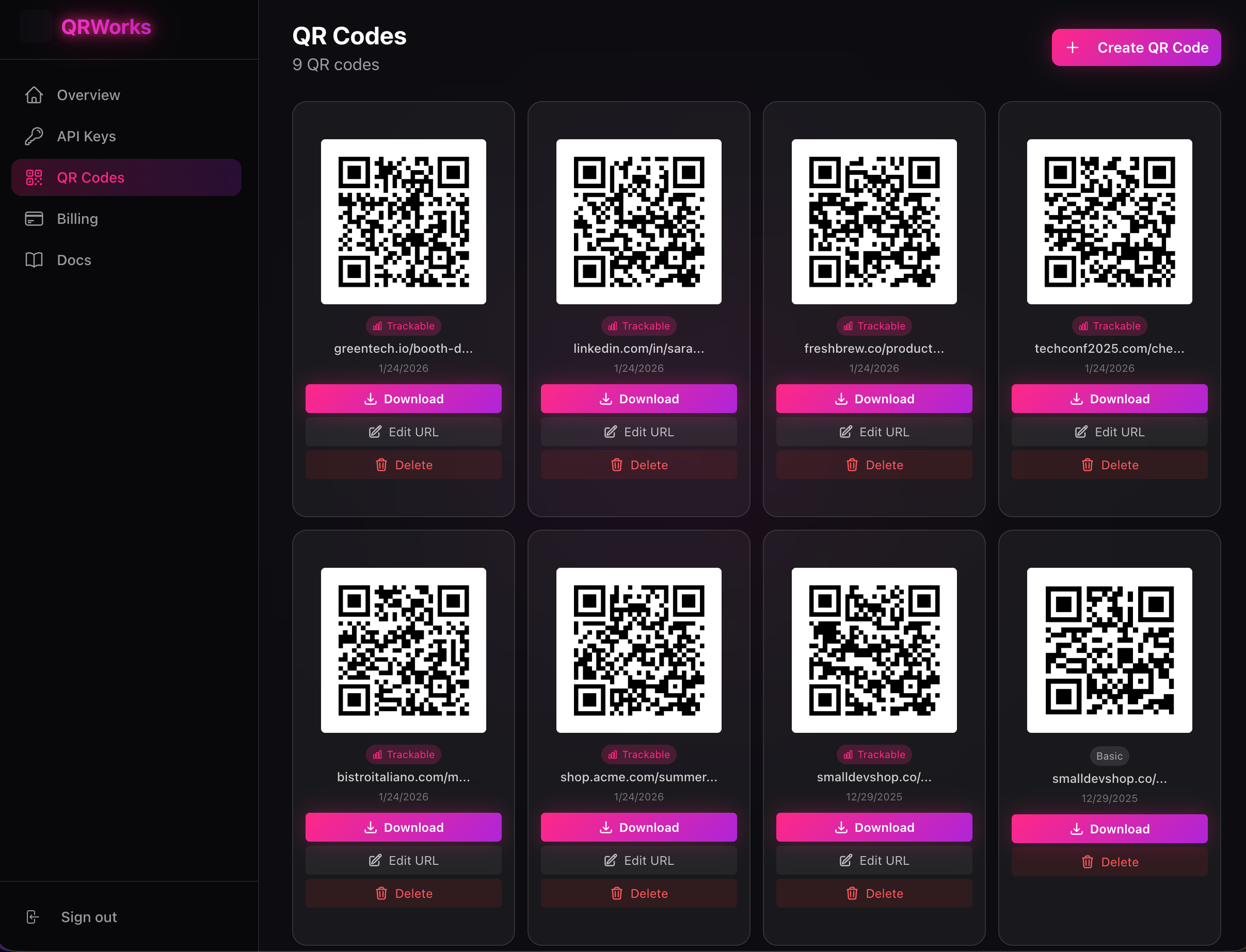 QRWorks - Screenshot 2 showing product features and functionality