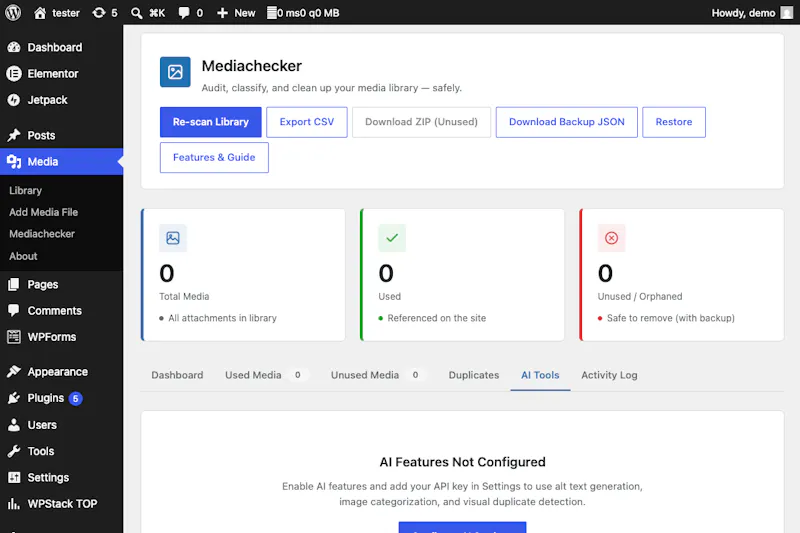 Mediachecker - Wordpress Plugin screenshot 6