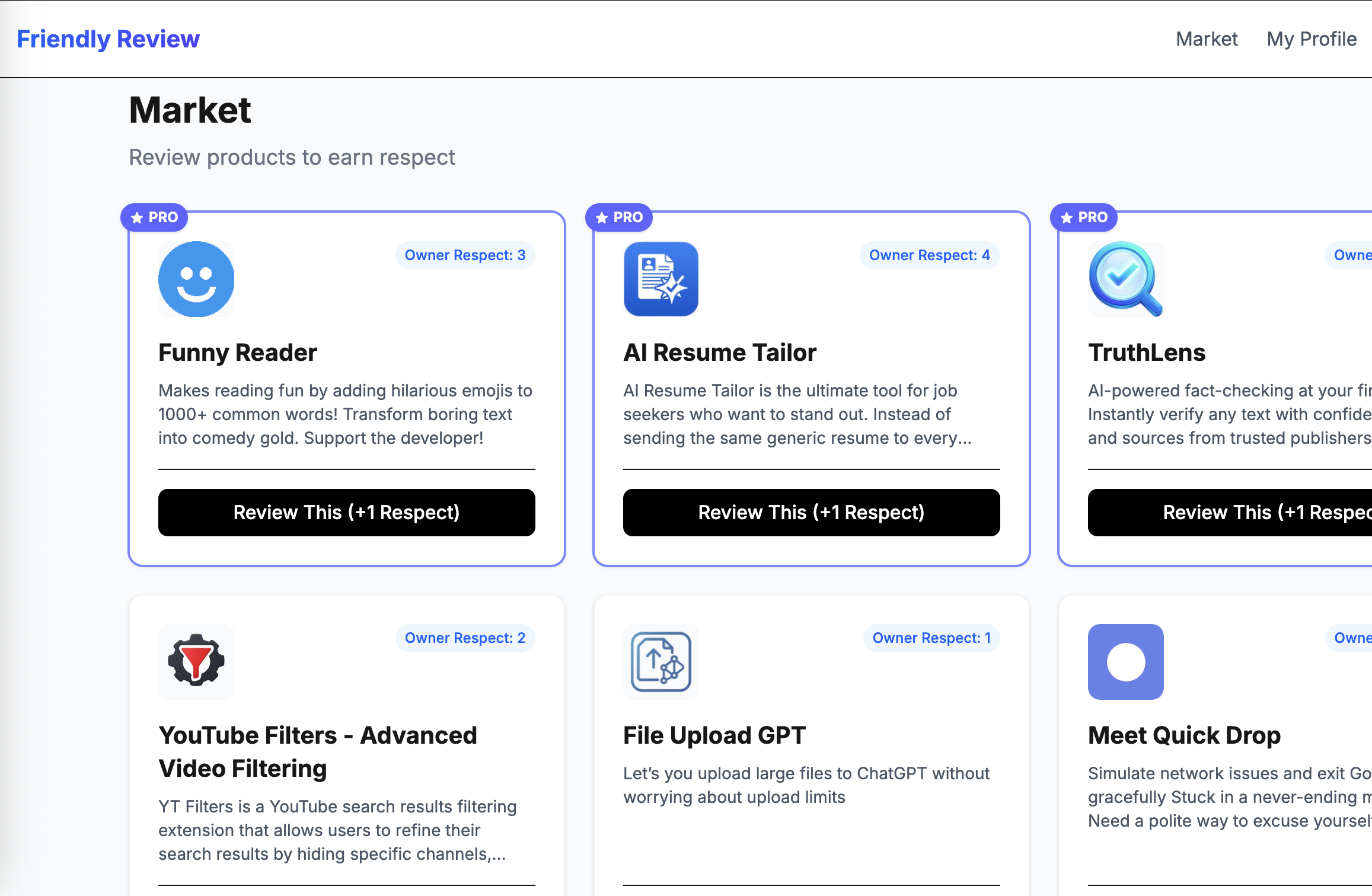 Friendly Review - Screenshot 2 showing product features and functionality