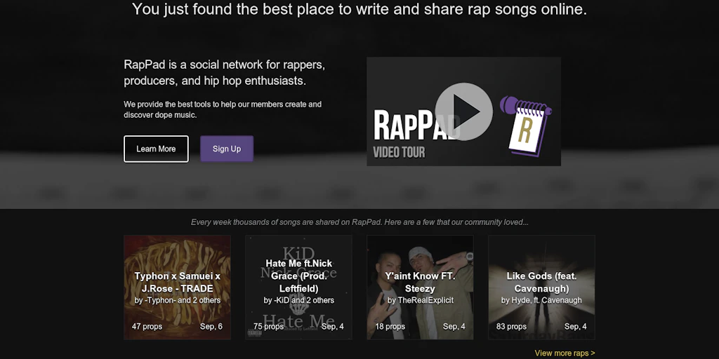 Rap Pad: Anyone can write rap lyrics. | Product Hunt
