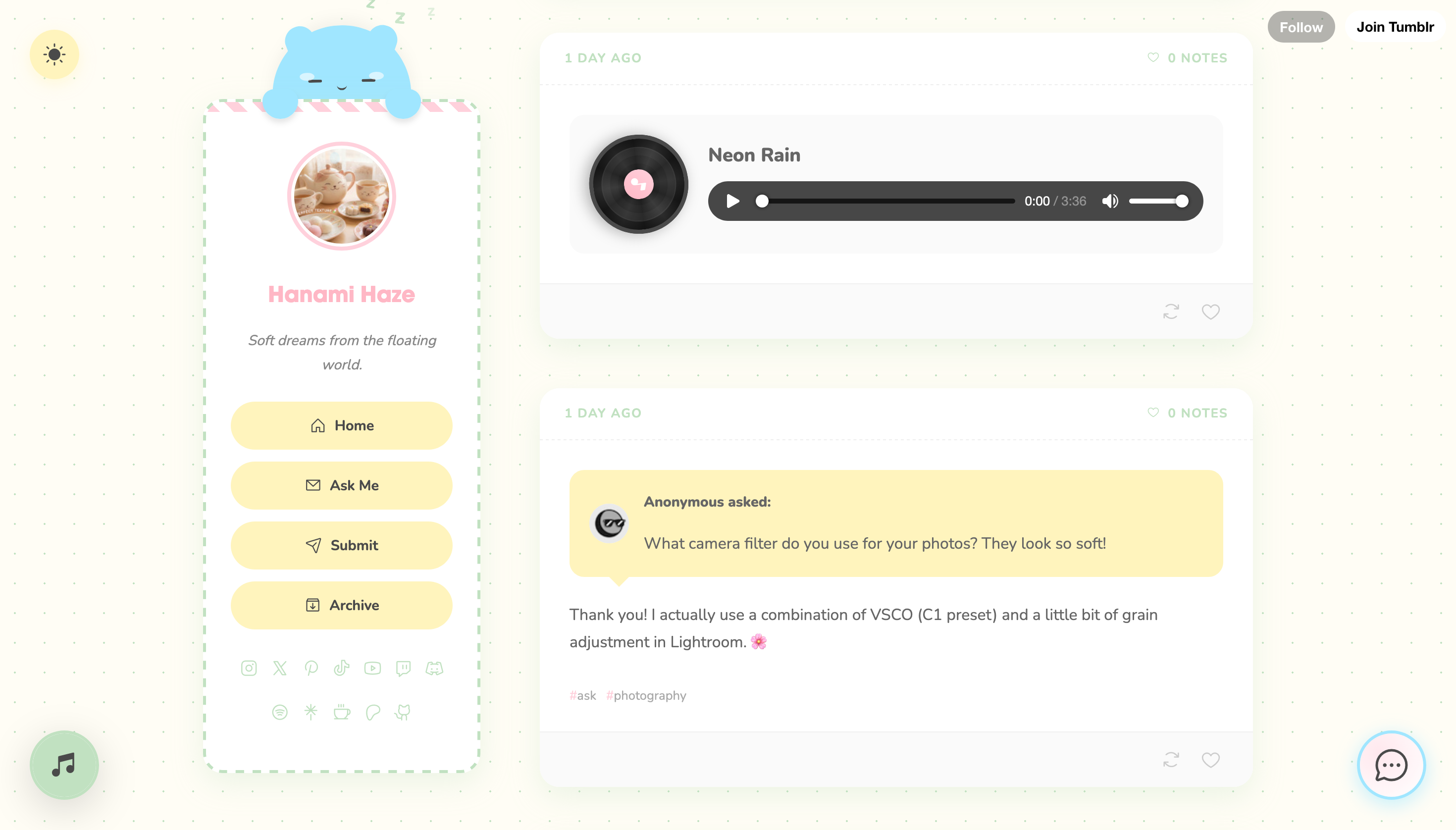 Hanami Haze Tumblr Theme gallery image