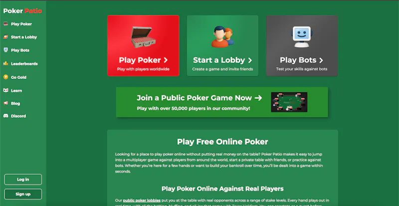 Poker Patio - Play Free Poker screenshot 1