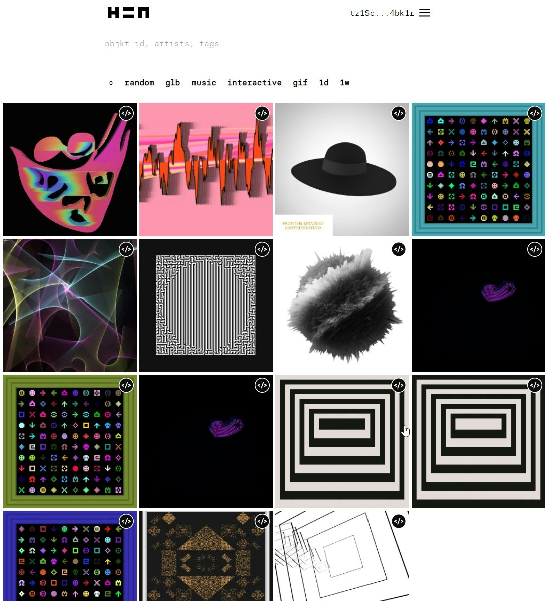 hic et nunc NFT marketplace gallery image