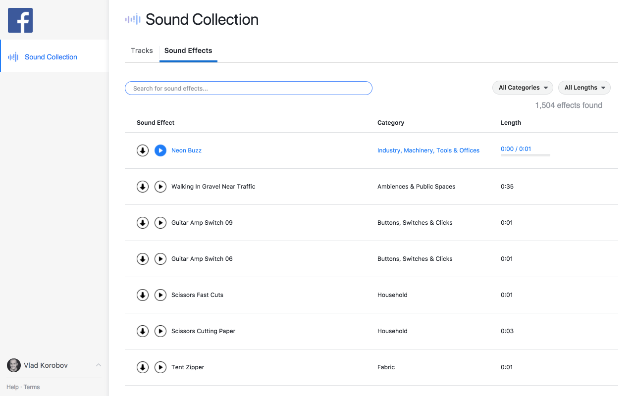 Facebook Sound Collection gallery image