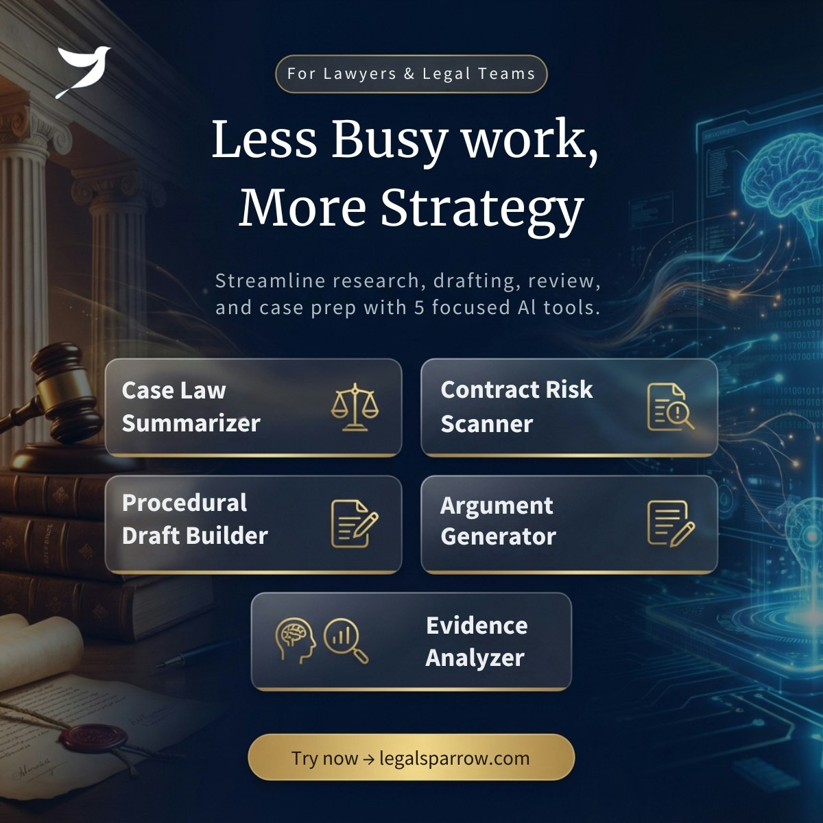 Legal Sparrow - Screenshot 2 showing product features and functionality