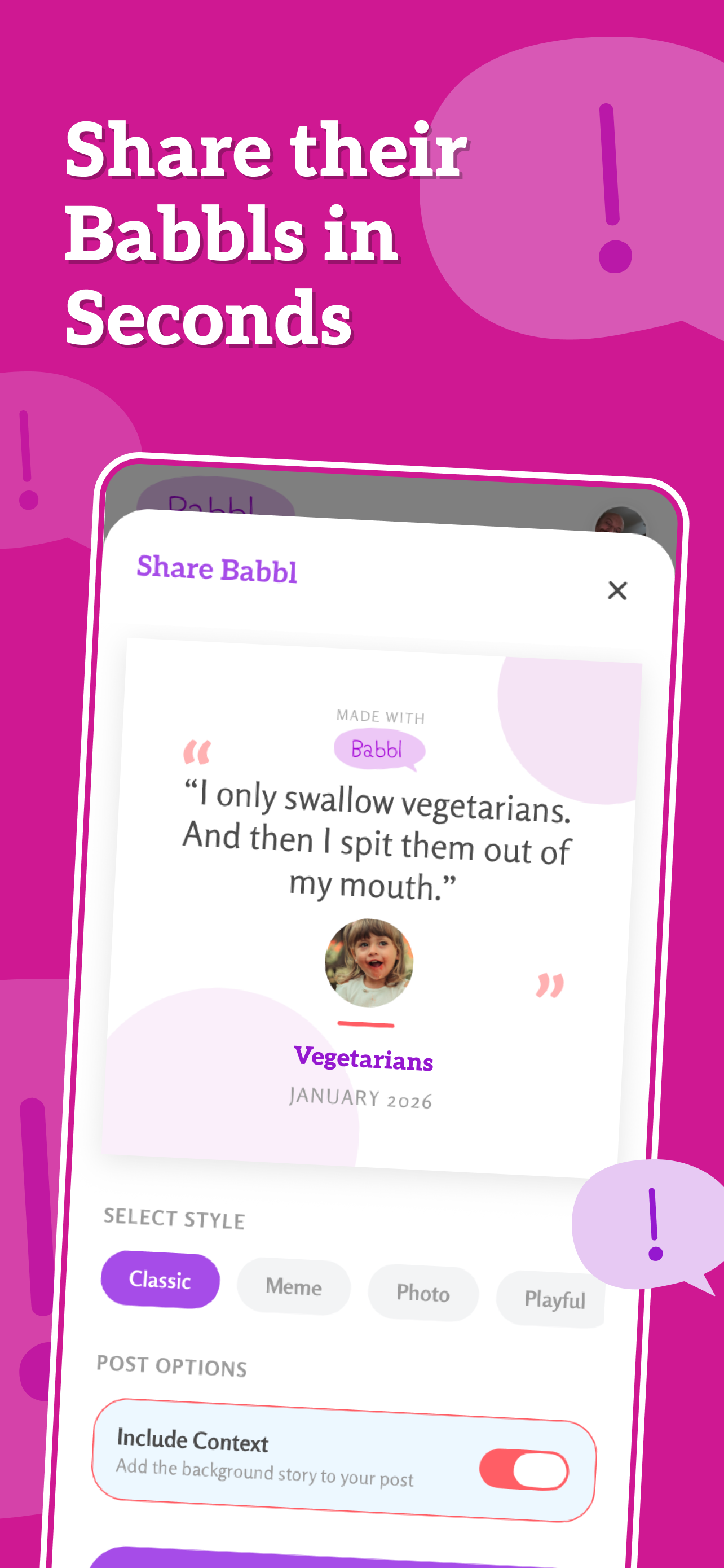 Babbl - Screenshot 3 showing product features and functionality