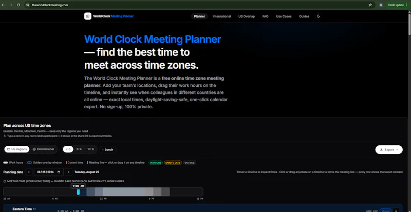 World Clock Meeting Planner screenshot 1