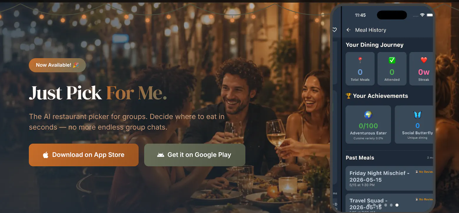 Pixx AI Restaurant Picker for Groups.  gallery image