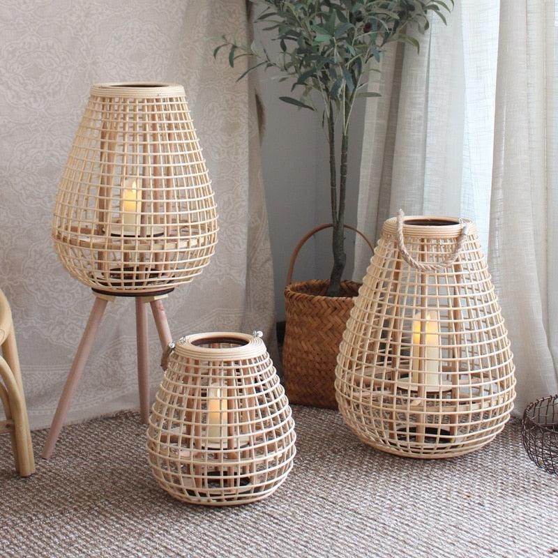 Boho Rattan Slound Lamp Shadow media 1