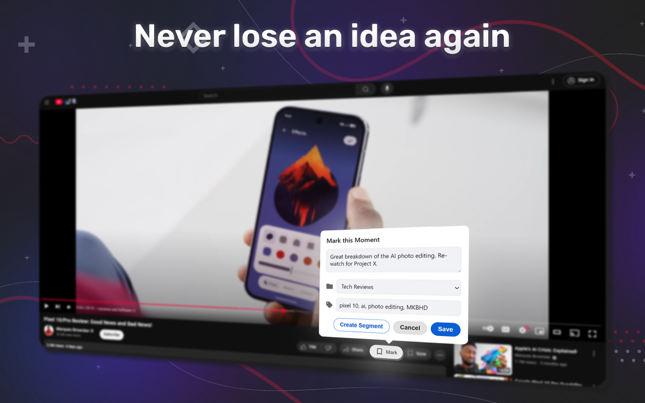 YT -marker - Sla, annoteren en organiseren belangrijke momenten van YouTube -video's media 1