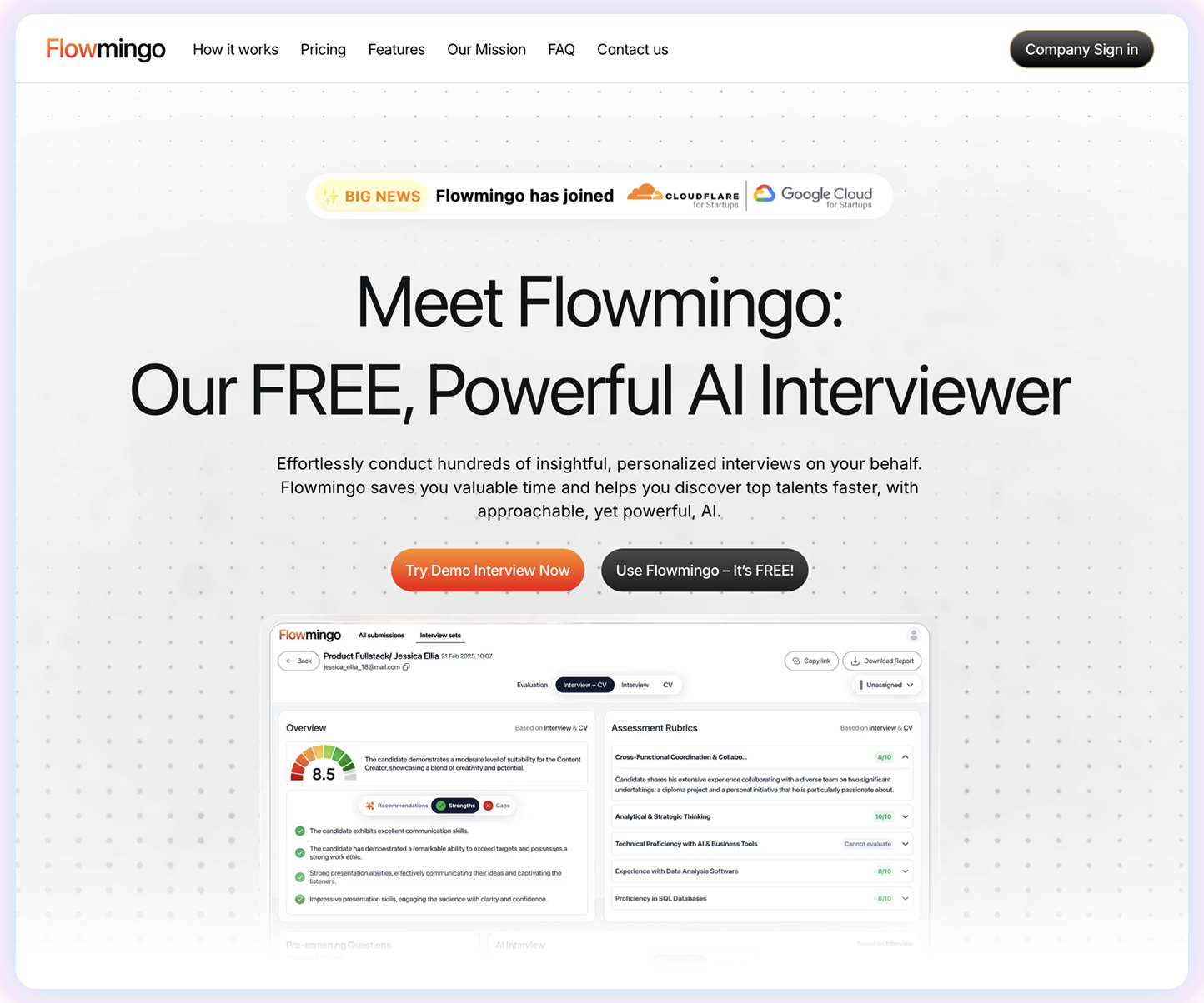 Flowmingo - İşverenler için ücretsiz, güçlü AI röportajcısı medya 3