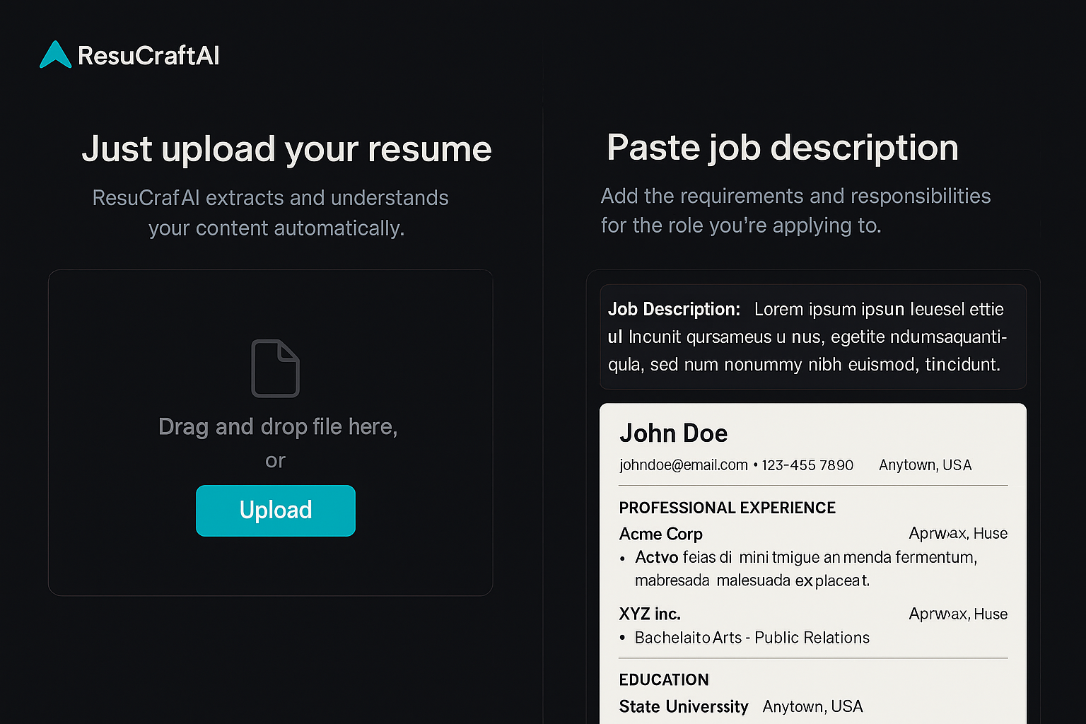 ResuCraftAI - Screenshot 2 showing product features and functionality