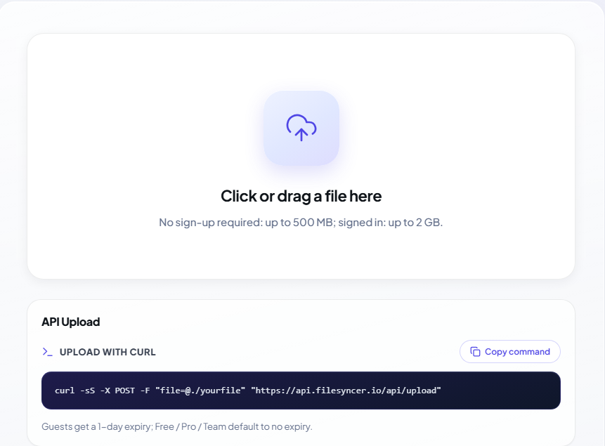 filesycner -no-signup secure file share gallery image