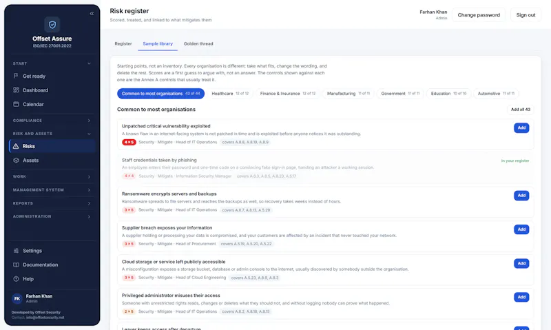 Offset Security Compliance Suite screenshot 5