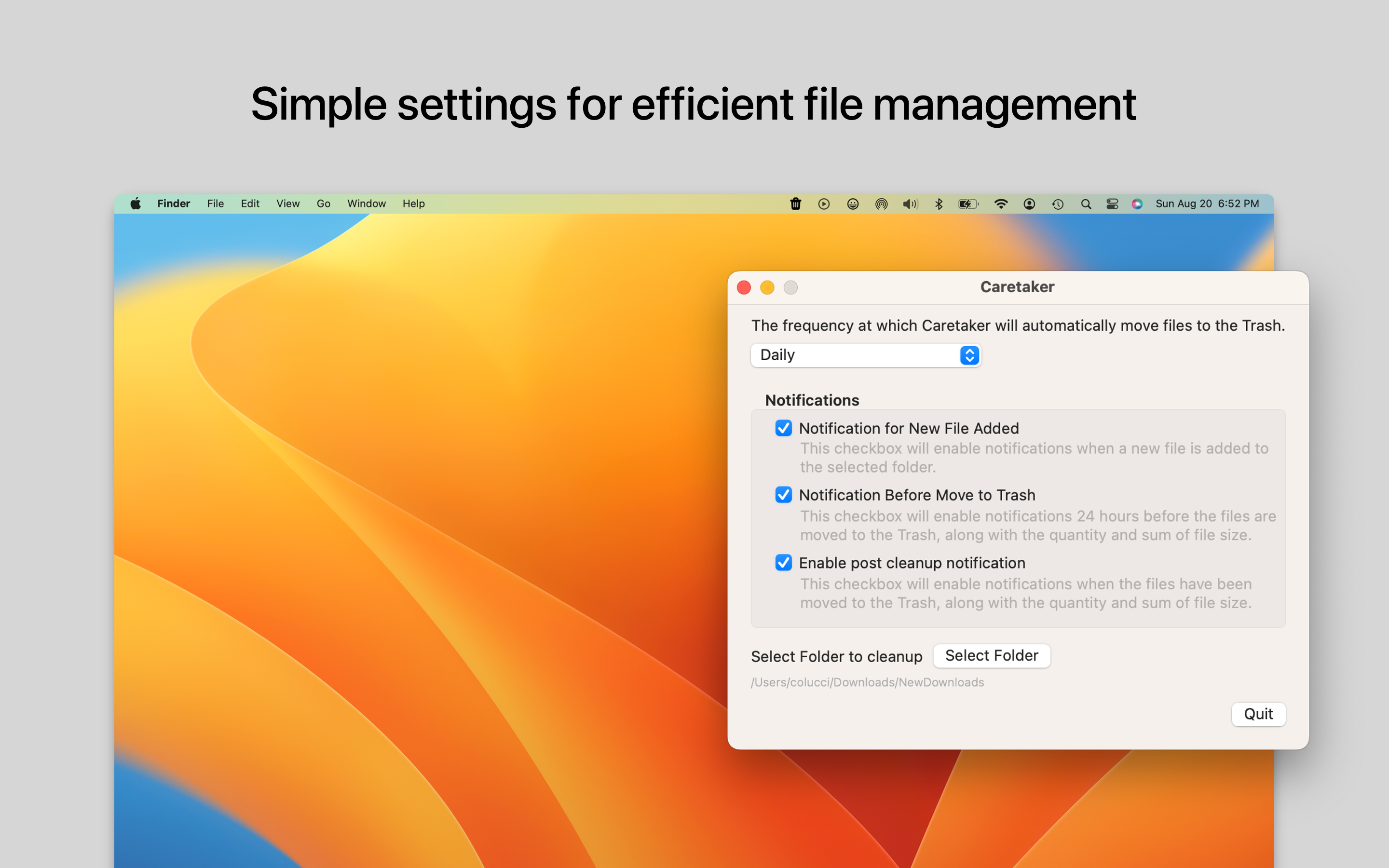 Média Gardien - ami de Trash - Déplacez automatiquement les fichiers à la poubelle sur macOS 1