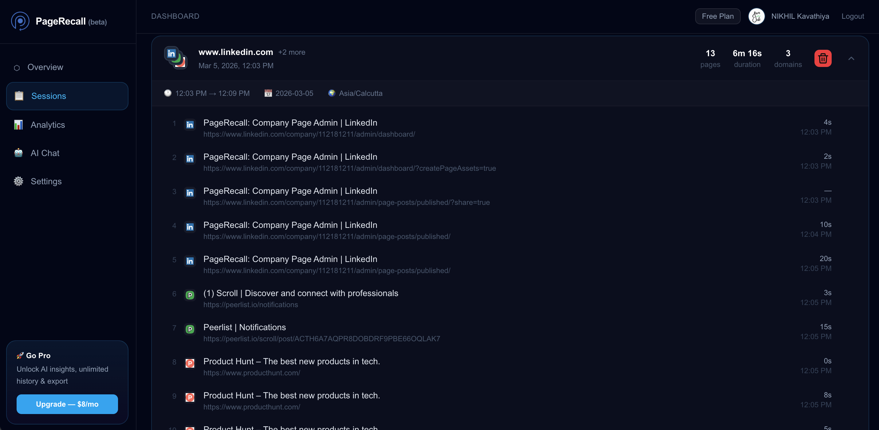 PageRecall - Screenshot 5 showing product features and functionality