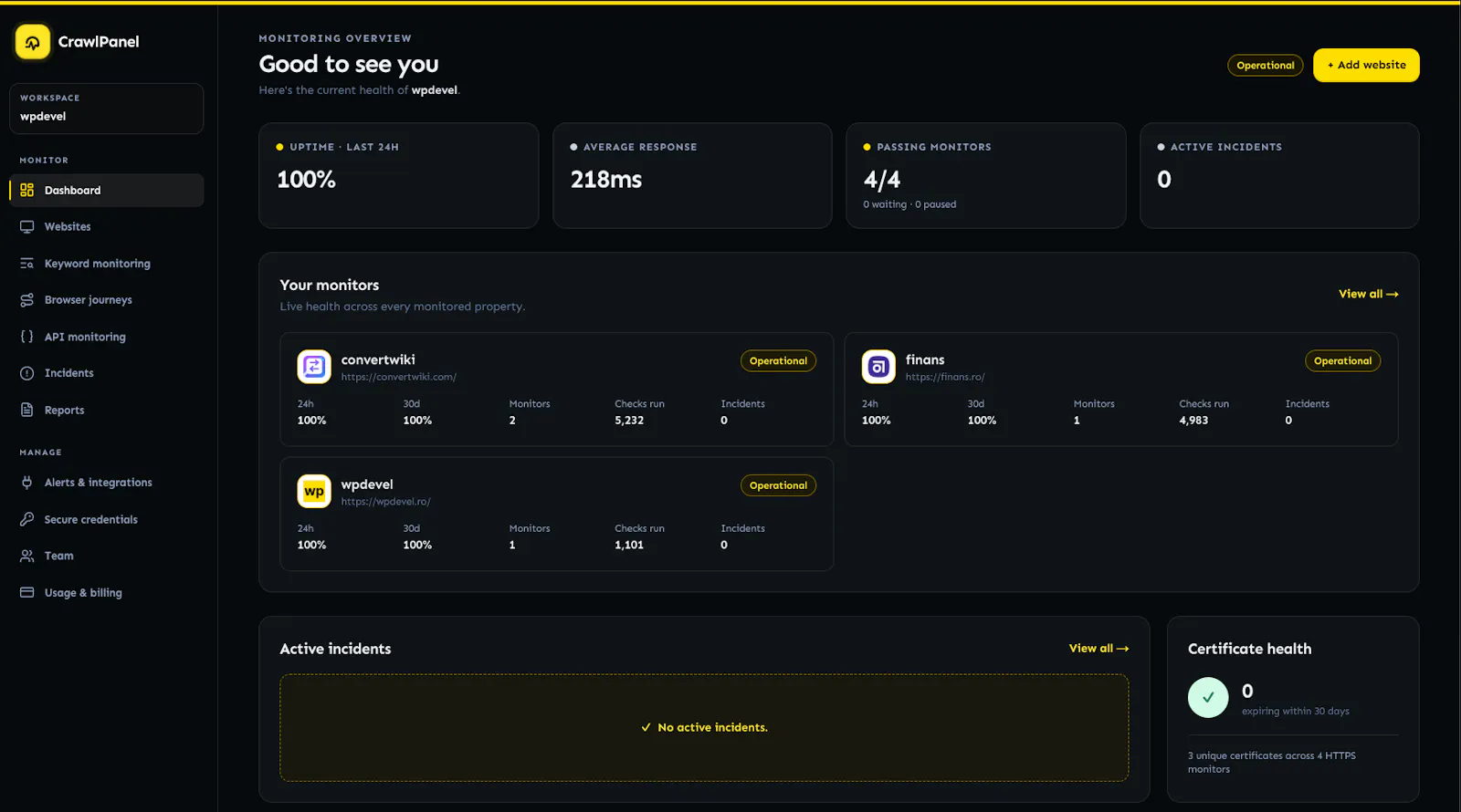 CrawlPanel screenshot 2