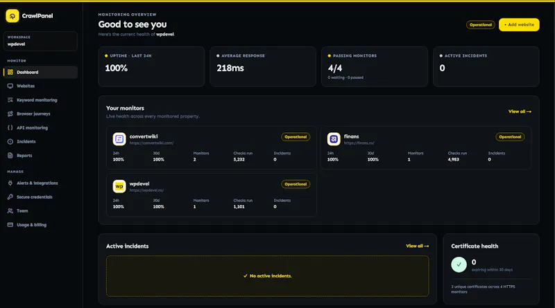 CrawlPanel screenshot 2