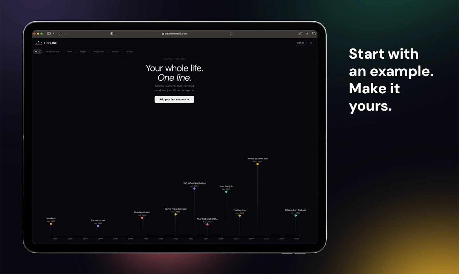 Lifeline — Your life on one timeline screenshot 2