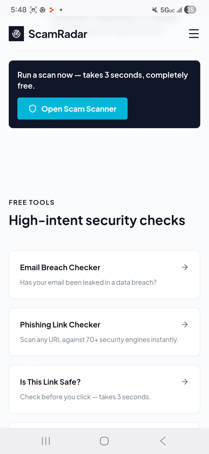 ScamRadar screenshot 2