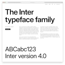 Inter Version 4 Typografie, die raffinierte Glyphen-Designs und verbesserte OpenType-Funktionen präsentiert.