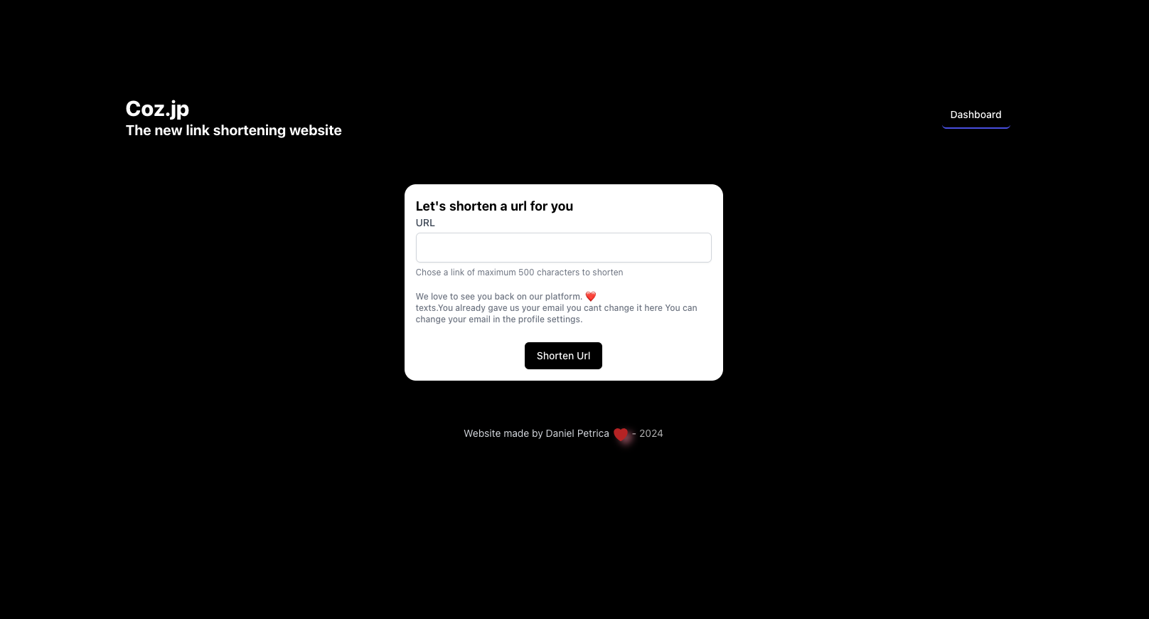 Média Coz.jp un nouveau raccourcissement de liens - Le nouveau site Web de shortening linking 2