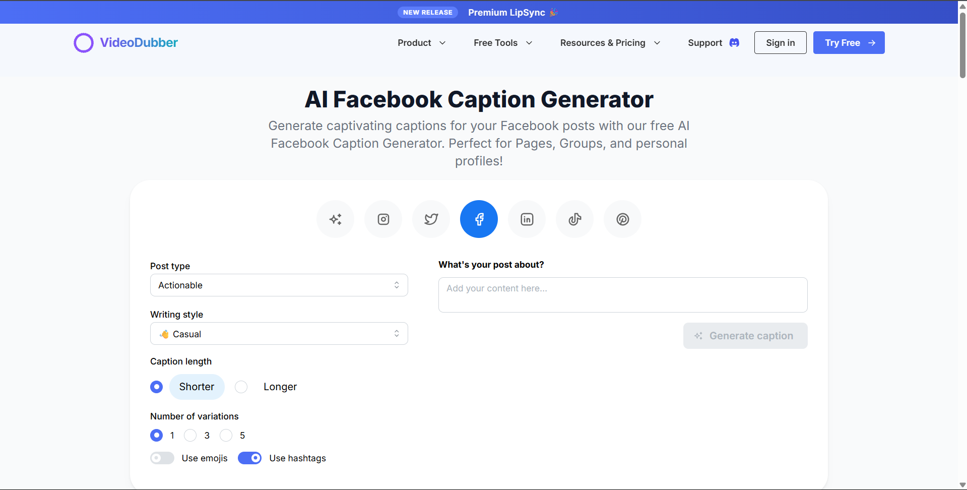 Generatore di didascalia di AI Facebook media 3