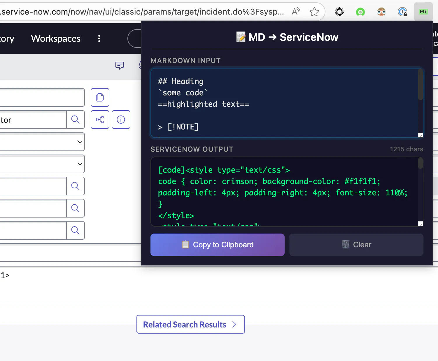Markdown to ServiceNow gallery image
