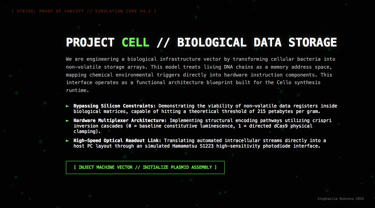 CELL//BIOLOGICAL DATA STORAGE SIMULATOR  gallery image