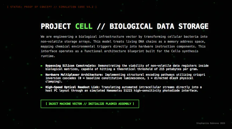 CELL//BIOLOGICAL DATA STORAGE SIMULATOR  screenshot 2