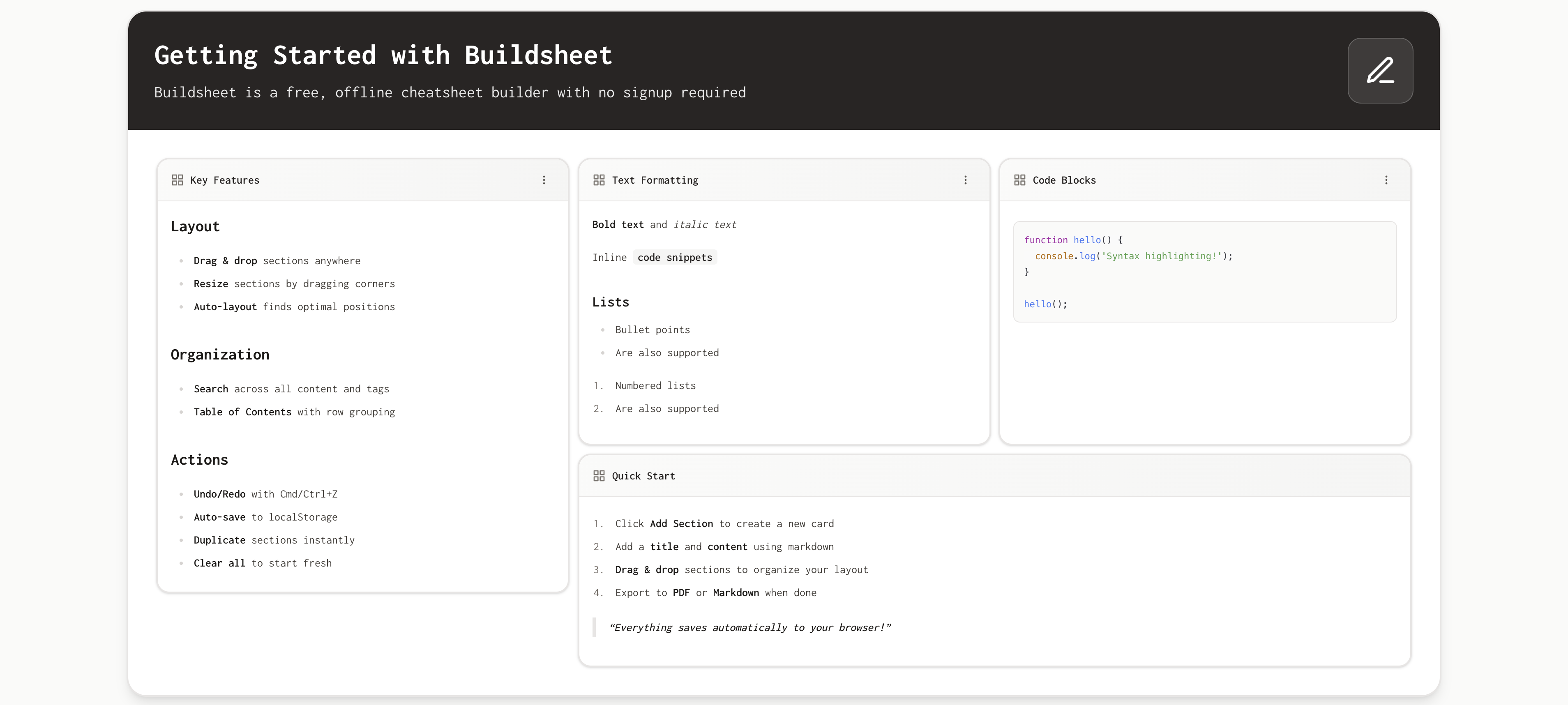 Média Buildsheet - A simple, drag and drop cheatsheet builder 4