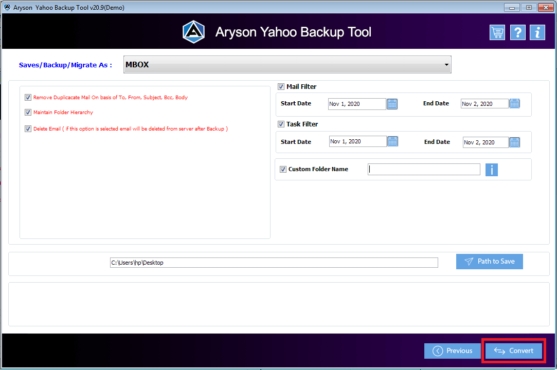Aryson Yahoo Backup Tool gallery image
