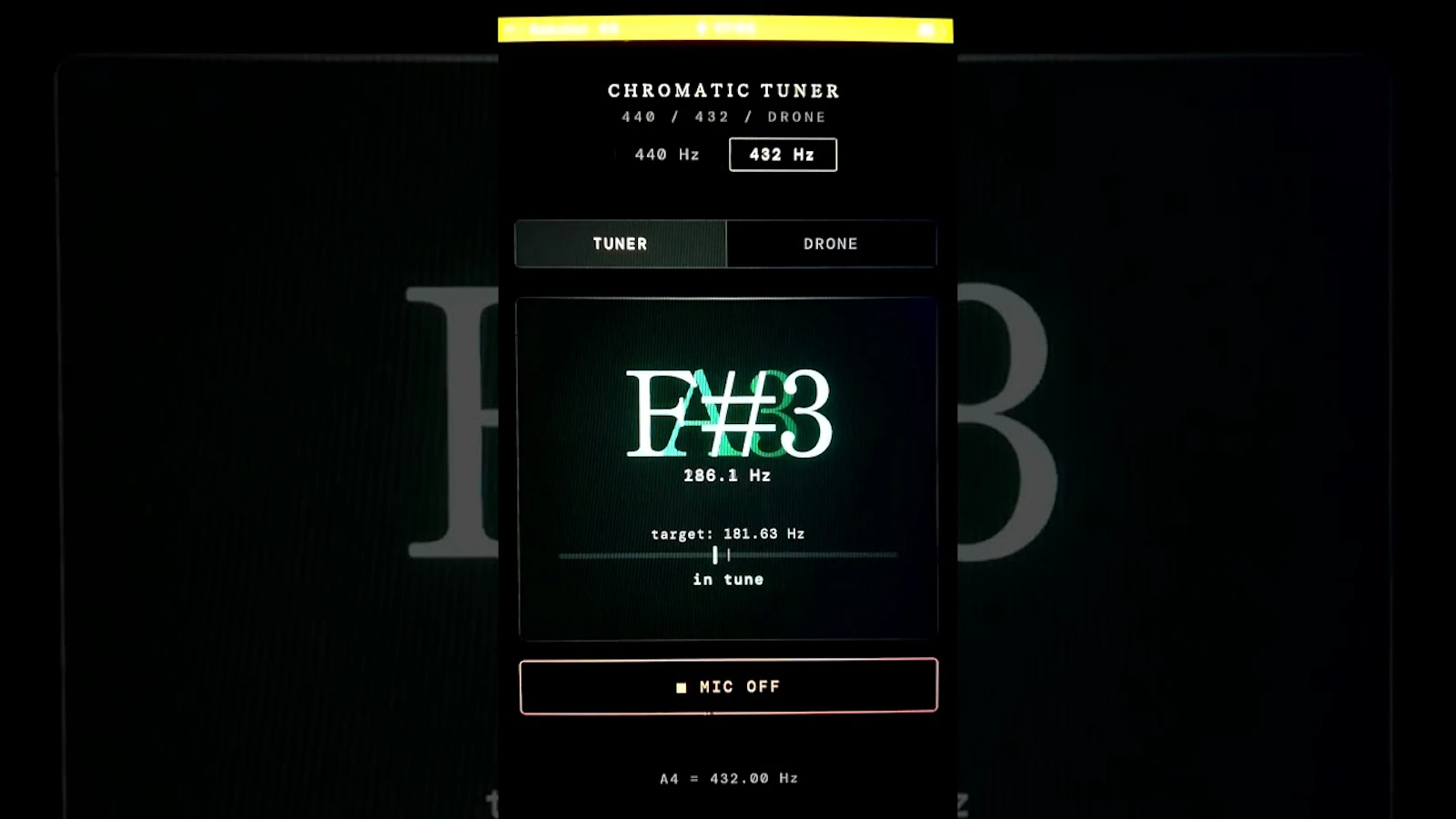 Chromatic Tuner 440 / 432 / Drone screenshot 1 (video preview)