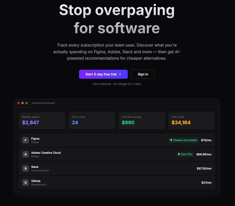 SubSave screenshot 1