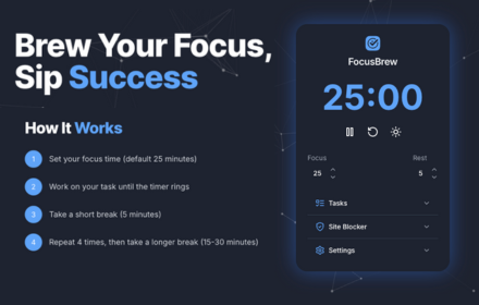 startuptile FocusBrew-A personal productivity Chrome extension