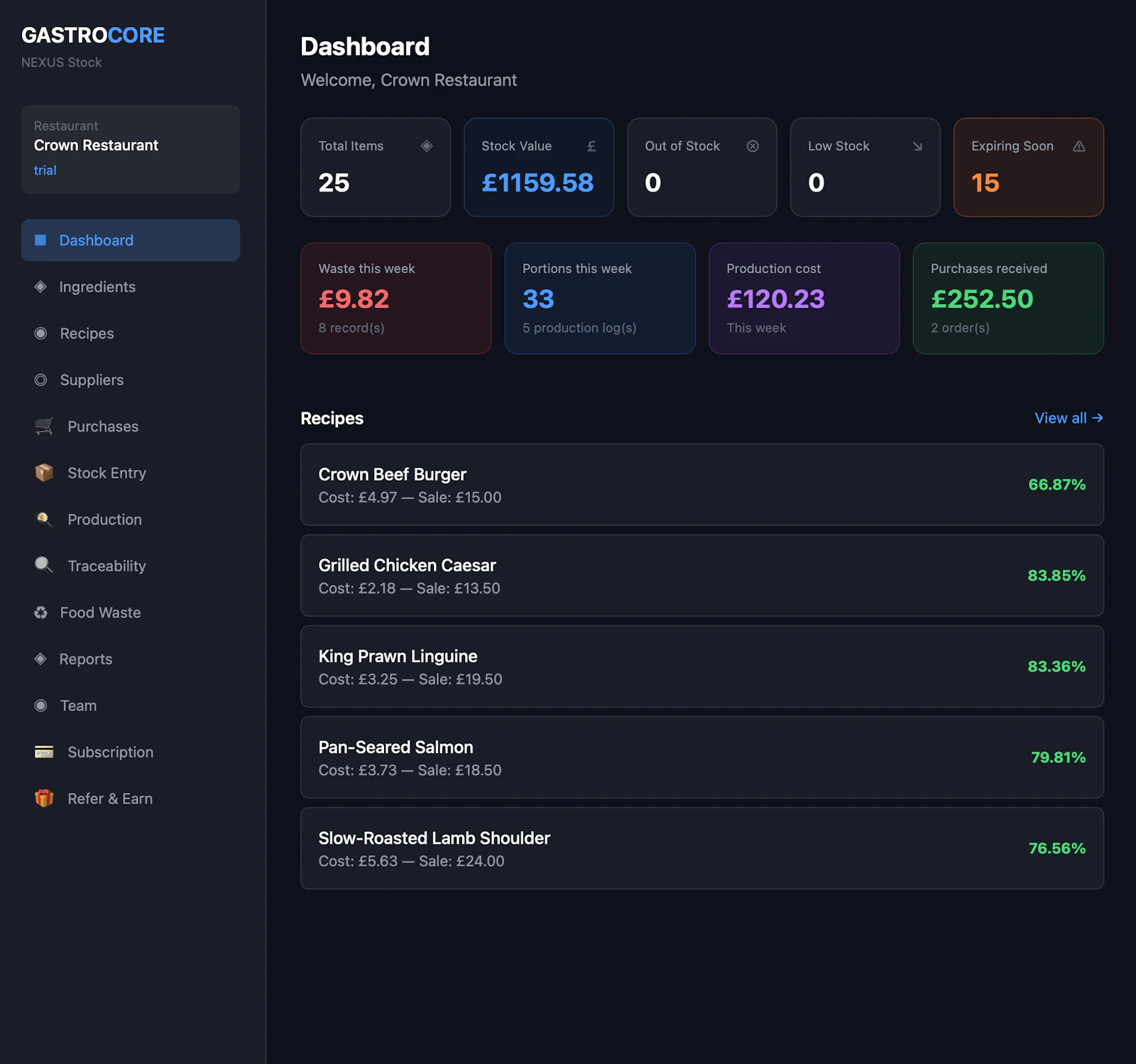 GastroCore — UK Restaurant Stock Control screenshot 3