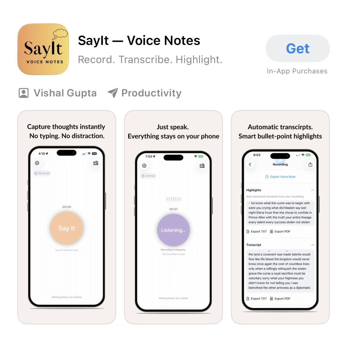 SayIt-Voice Notes - Product Hunt launch logo and brand identity