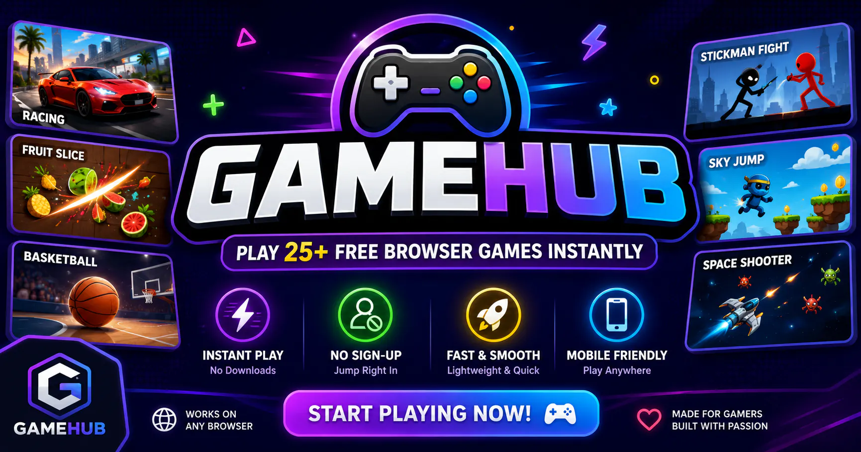GameHub — Browser Games, Play Instantly 제품 배너