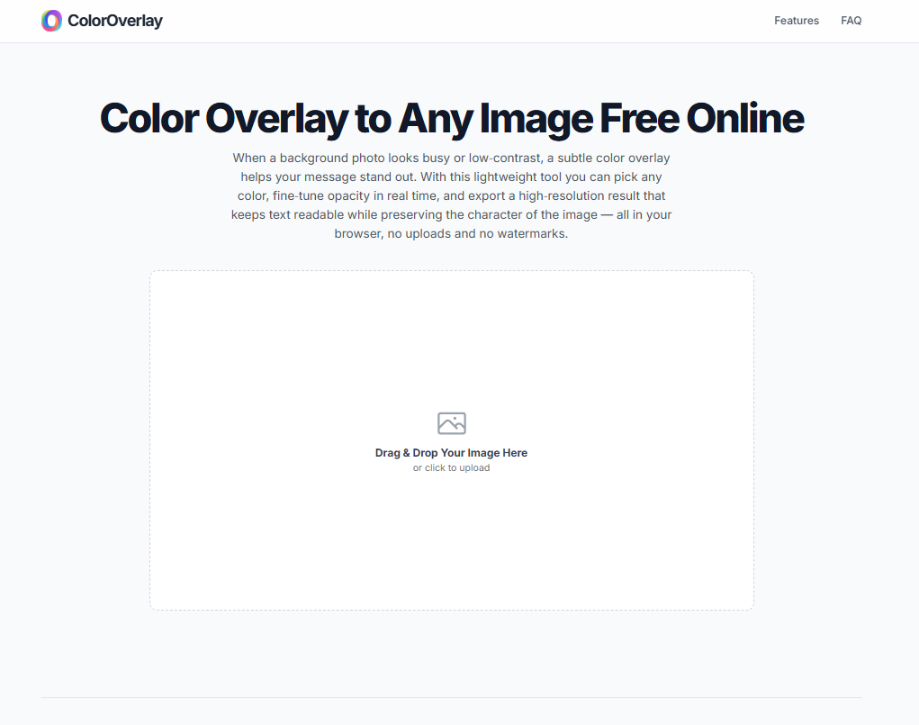 Herramienta de imagen de superposición de color gratis en línea - Agregue una superposición de color tinte a cualquier imagen fácilmente. media 2