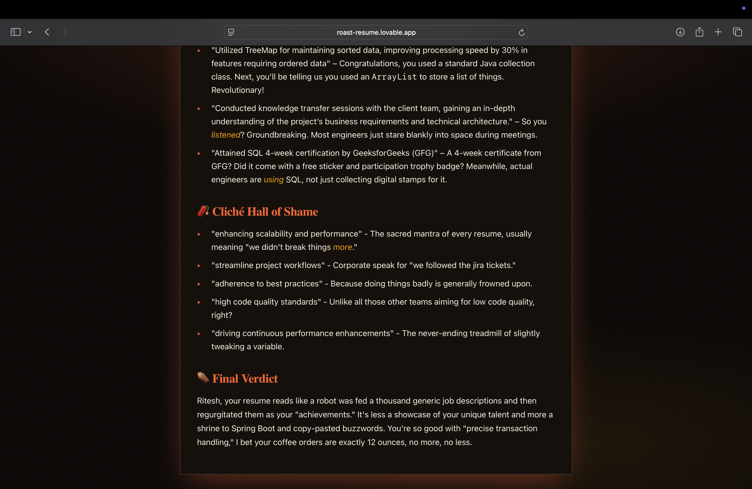 Roast My Resume gallery image