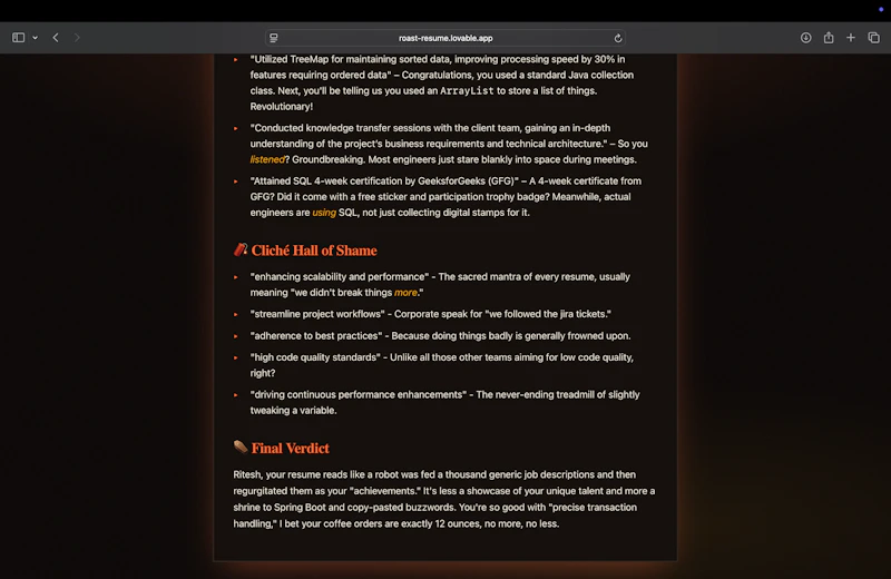 Roast My Resume screenshot 3