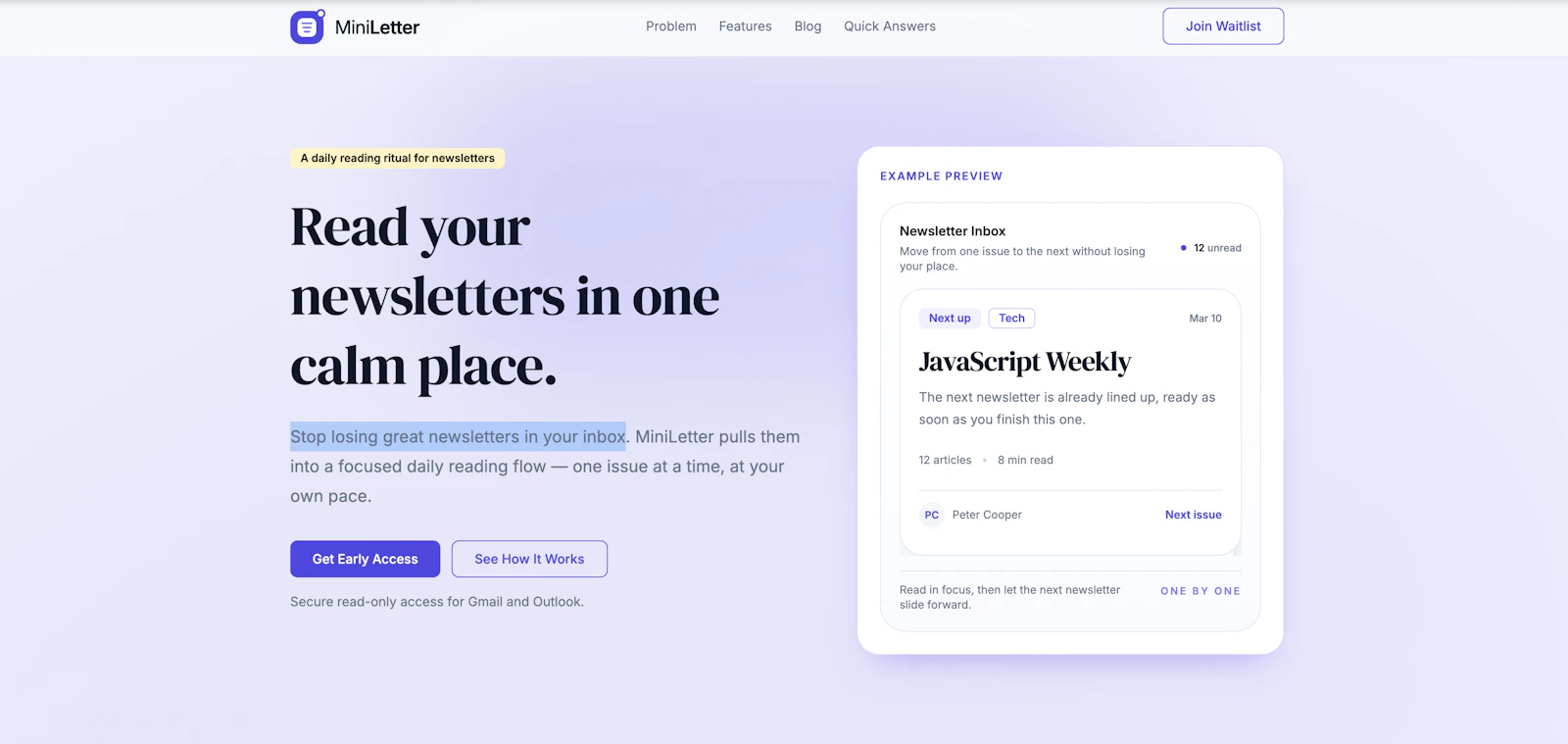 MiniLetter screenshot 2