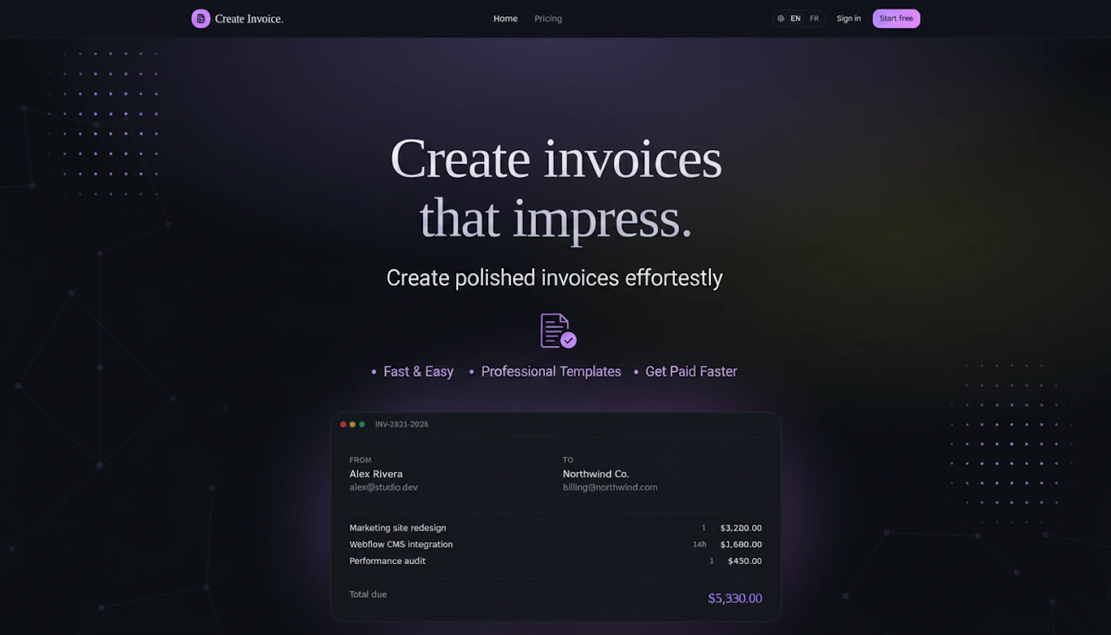 Create Invoice — 60sec to invoice ! screenshot 1