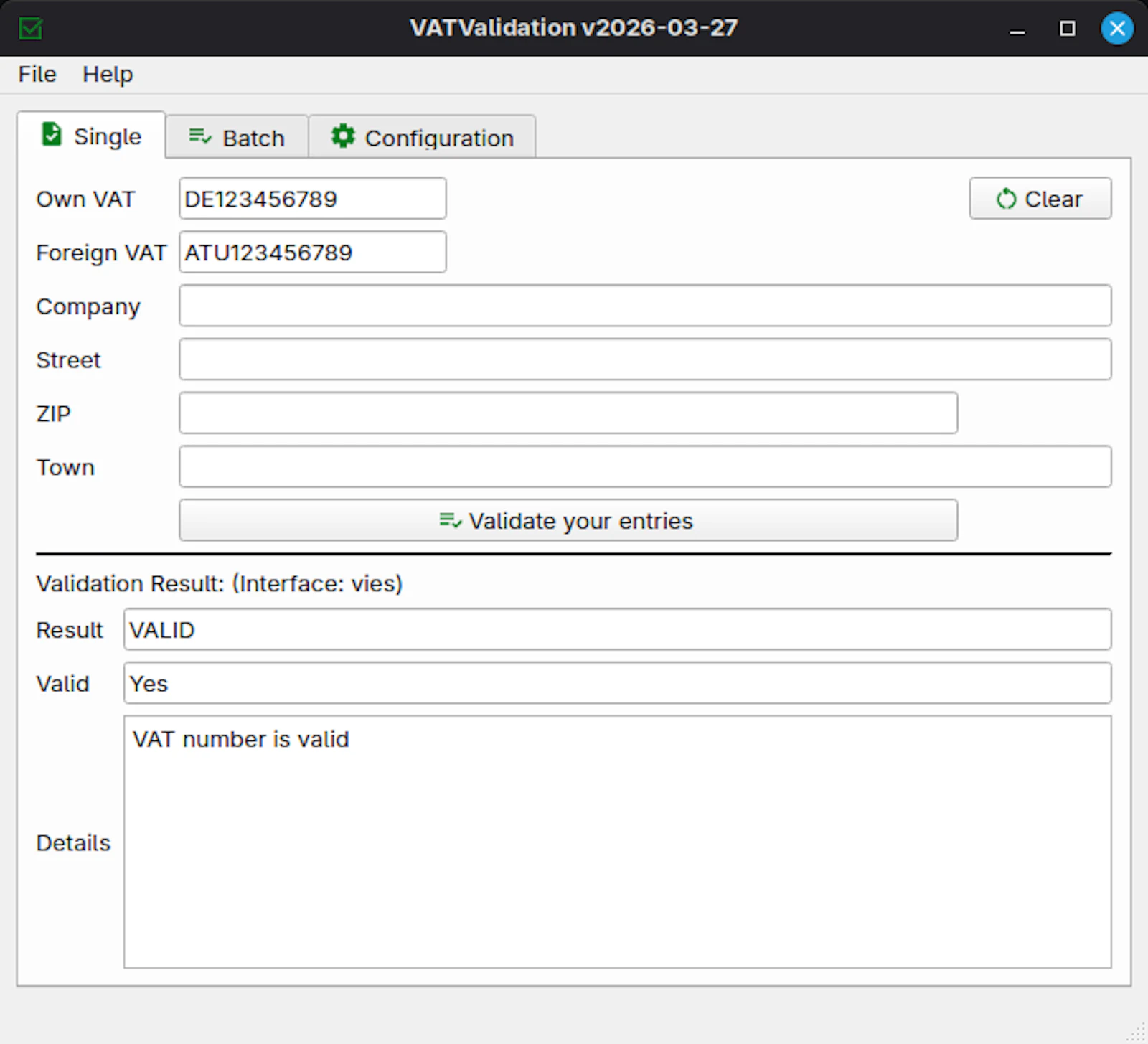 VATValidation screenshot 2