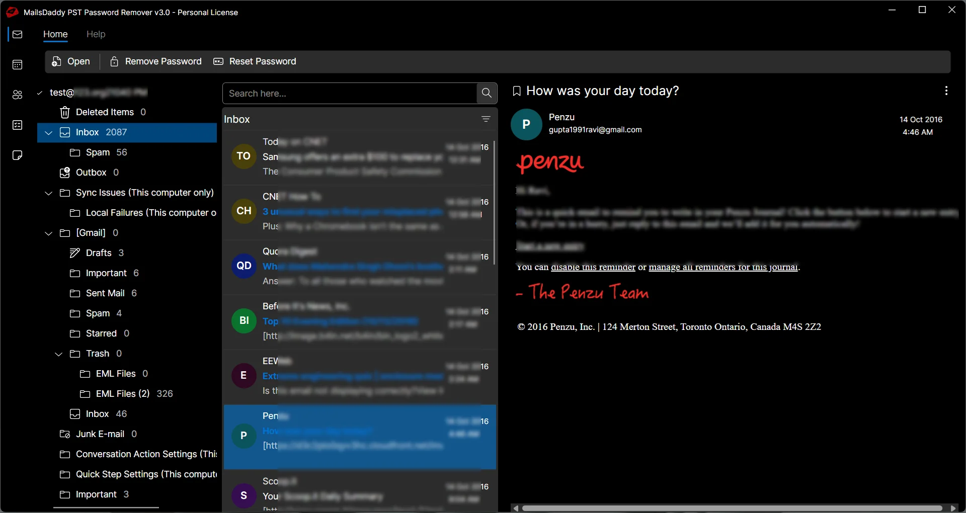 MailsDaddy PST Password Remover - Screenshot 4 showing product features and functionality