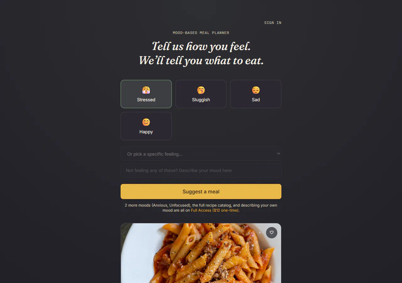 Mood Based Meal Planner gallery image