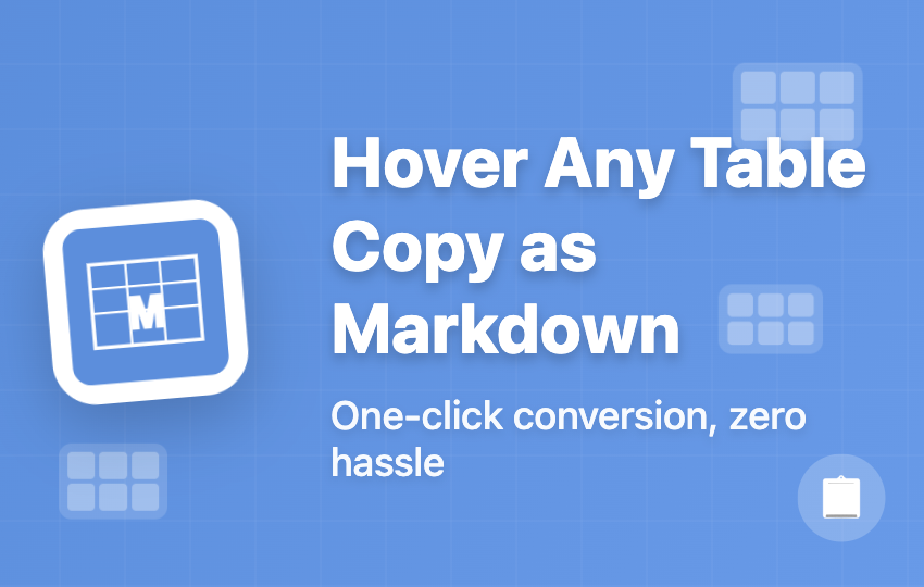 HTML Table to Markdown Chrome Extension gallery image