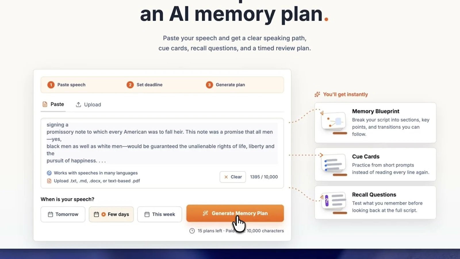 Memorize Speech screenshot 1 (video preview)